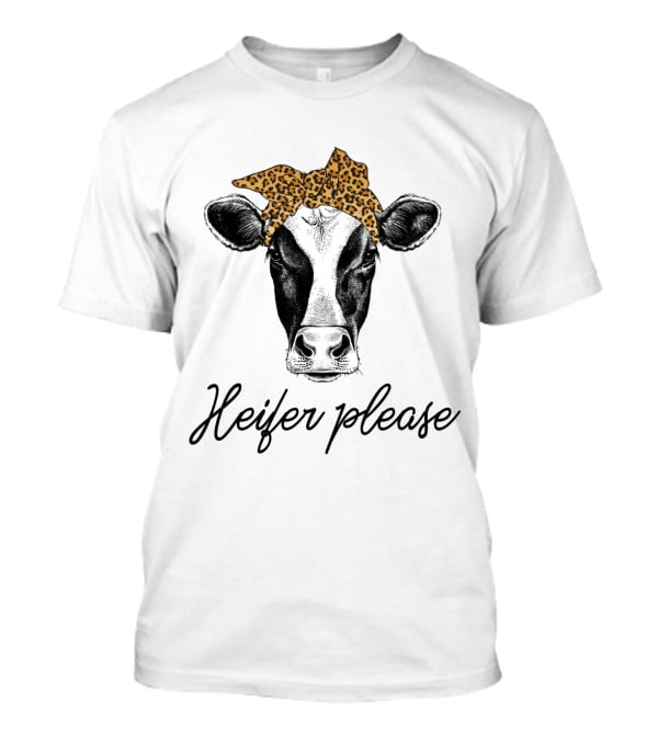 Heifer Please Cow Bandana Cute Headbands Leopard Print T-Shirt