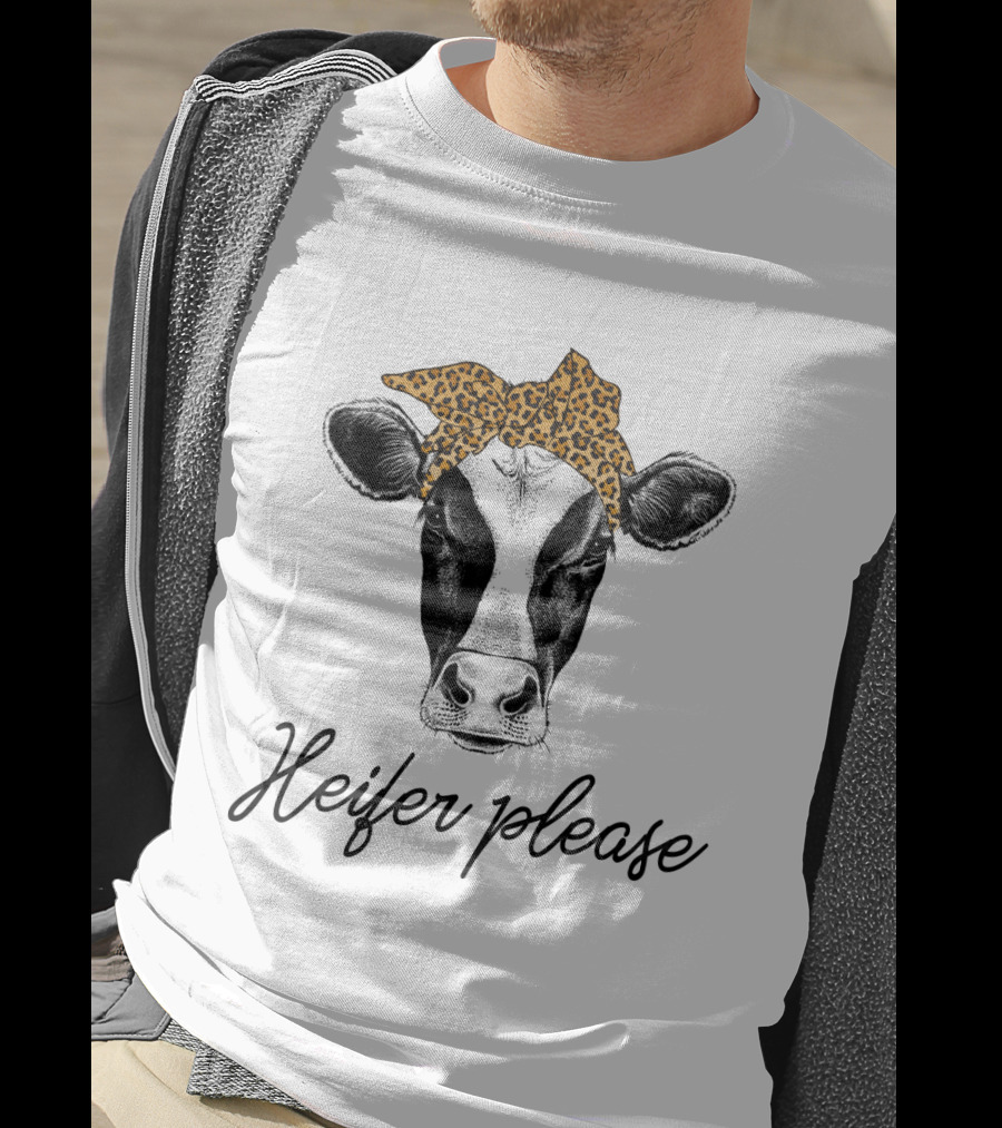 Heifer Please Cow Bandana Cute Headbands Leopard Print T-Shirt
