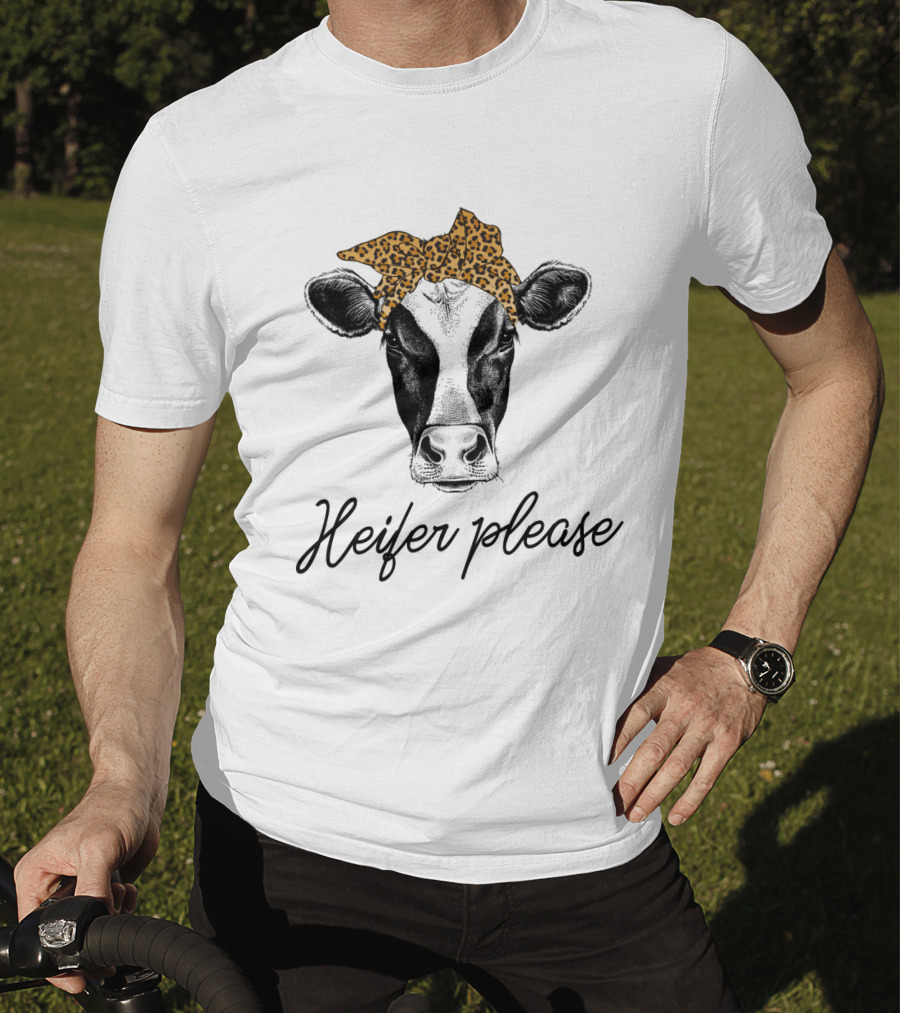 Heifer Please Cow Bandana Cute Headbands Leopard Print T-Shirt