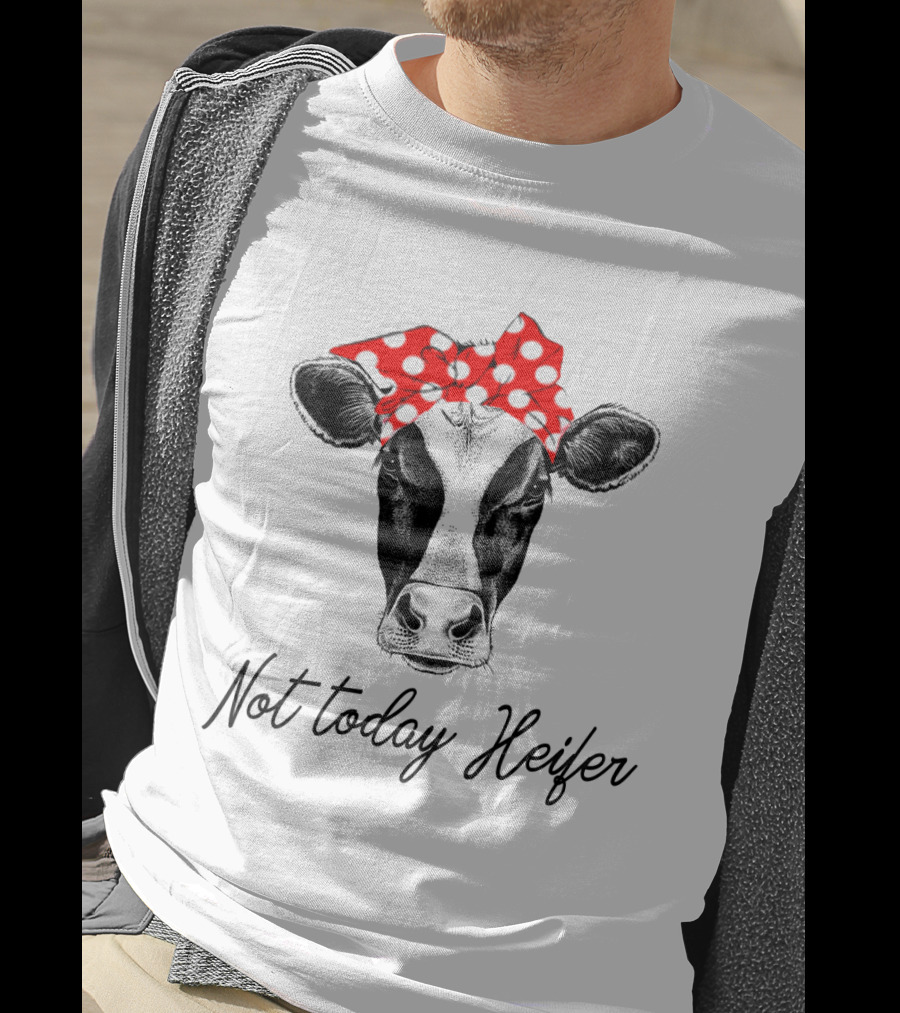 Not Today Heifer Cow With Cute Red Polka Dot Bandana Headband T-Shirt