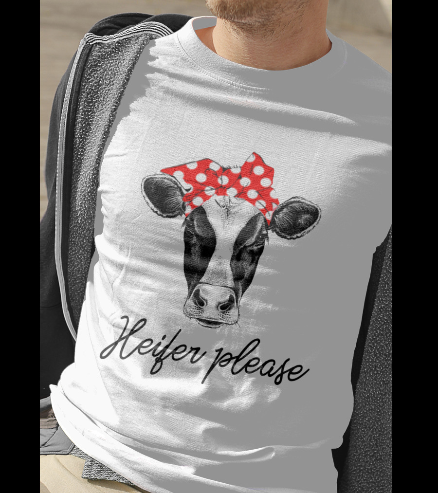 Heifer Please Cow With Red Polka Dot Bandana T-Shirt