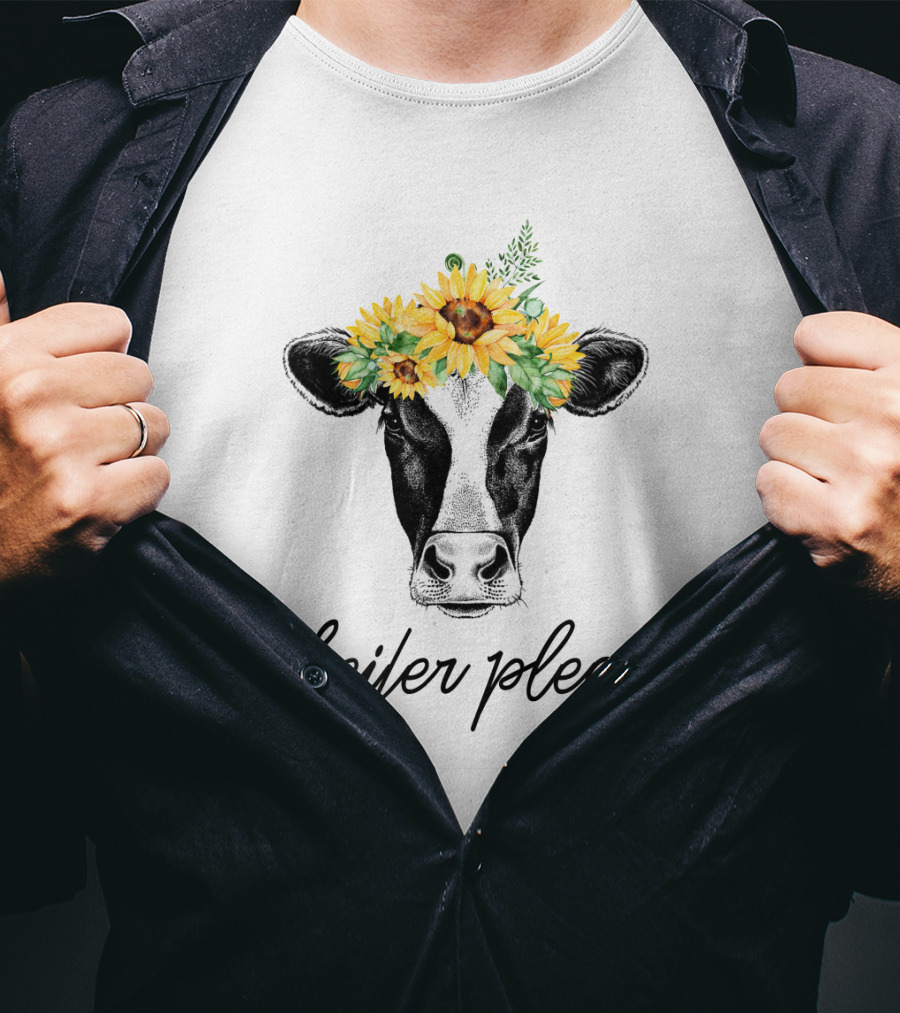Heifer Please Cow With Sunflower Headbands And Bandana T-Shirt