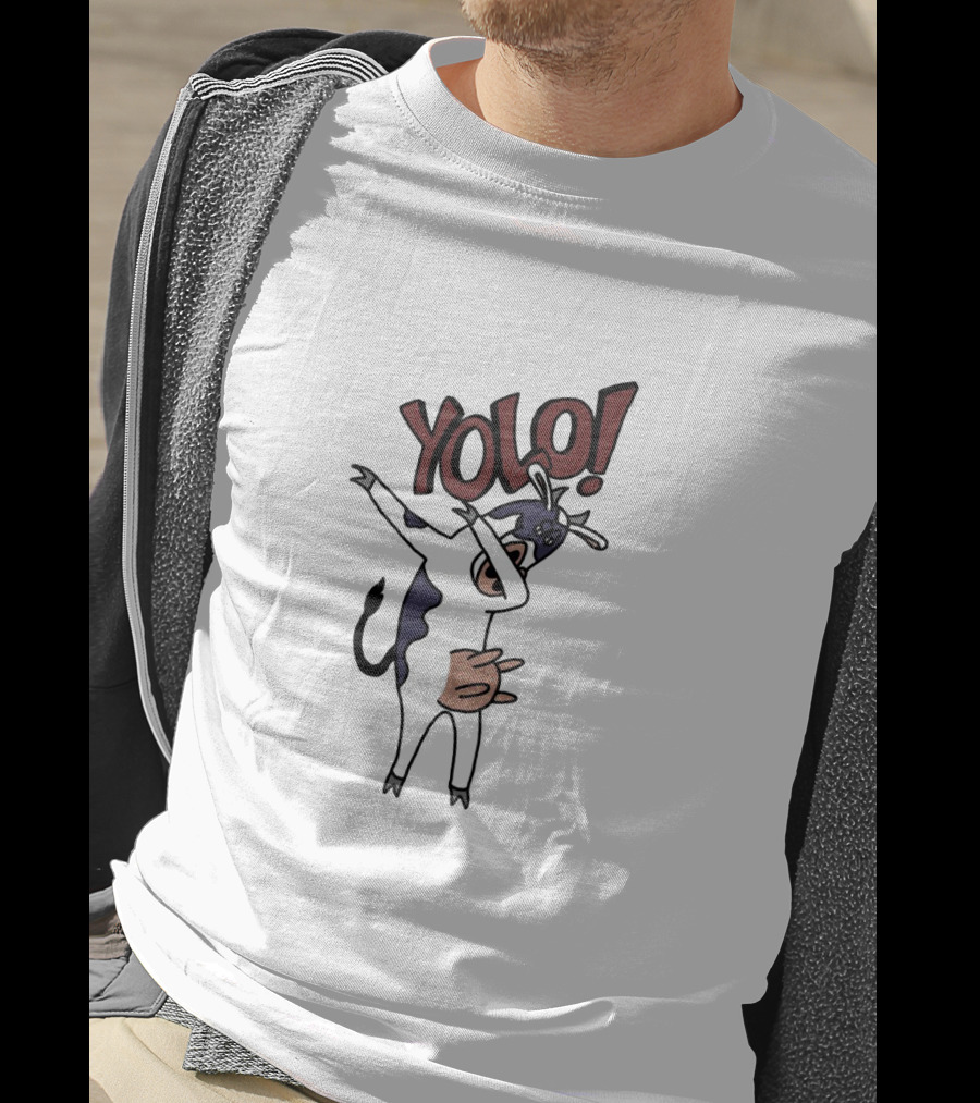 YOLO Dab Cow Cartoon With Fun Pose And Text T-Shirt