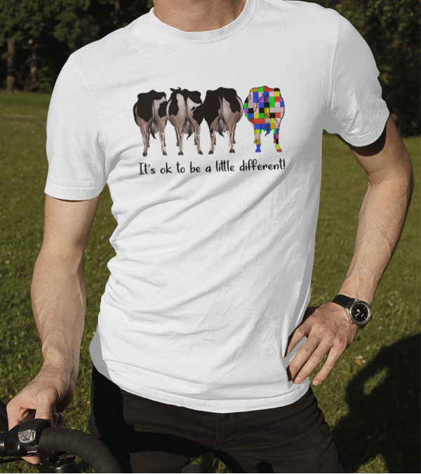 Cows It's Ok To Be A Little Different Colorful Patchwork Cow Standing Out T-Shirt