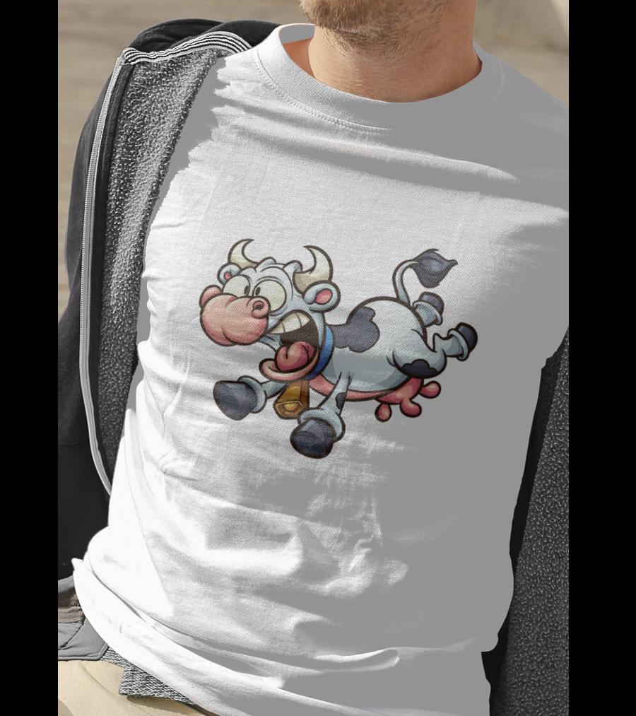 Crazy Cartoon Cow Hilarious Comedy Expression T-Shirt
