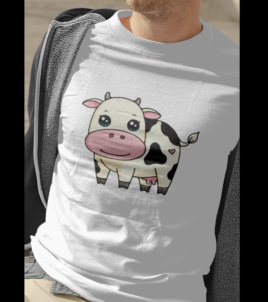 Chibi Dairy Cow With Heart Spot T-Shirt