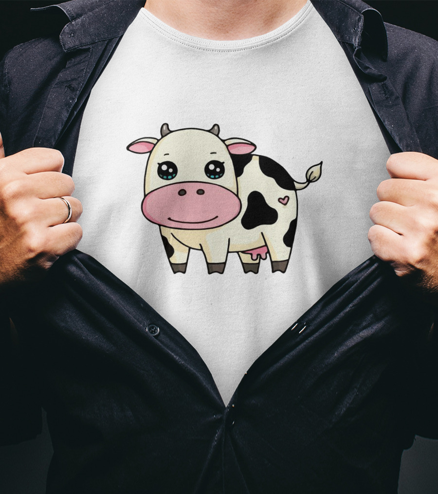 Chibi Dairy Cow With Heart Spot T-Shirt