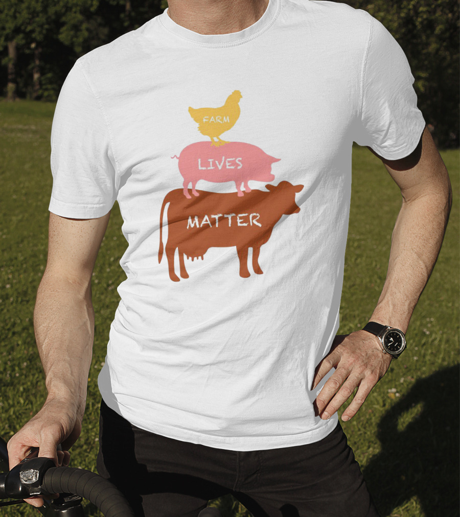 Farm Lives Matter Chicken Pig Cow Stacked Animal T-Shirt