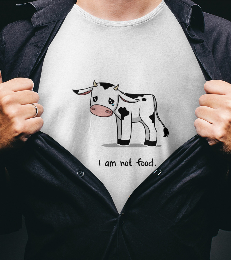 Cute Cartoon Cow I Am Not Food Funny T-Shirt