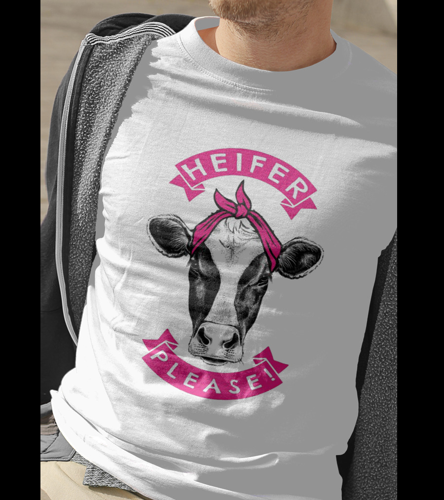 Heifer Please Cow With Pink Bandana Cowgirl T-Shirt