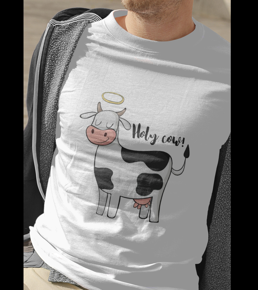 Holy Cow Funny Angelic Cow With Halo Joke T-Shirt