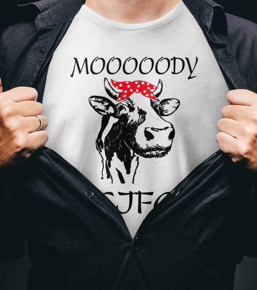 Mooooody Heifer Cow With Red Polka Dot Bandana T-Shirt