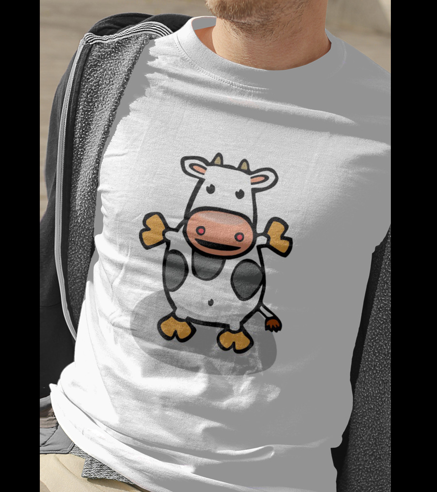 Spotty Cartoon Cow Adorable Playful Character T-Shirt