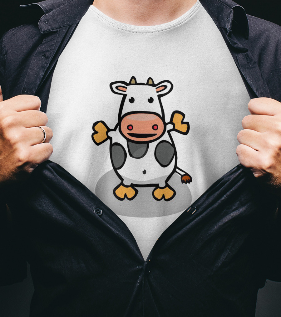 Spotty Cartoon Cow Adorable Playful Character T-Shirt