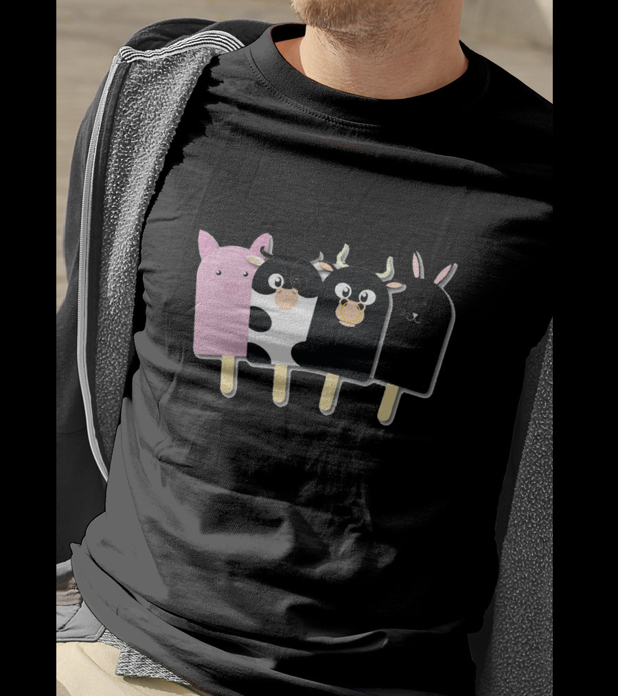 Animal Farm Popsicle Pig Cow Bull Bunny Quartet T-Shirt