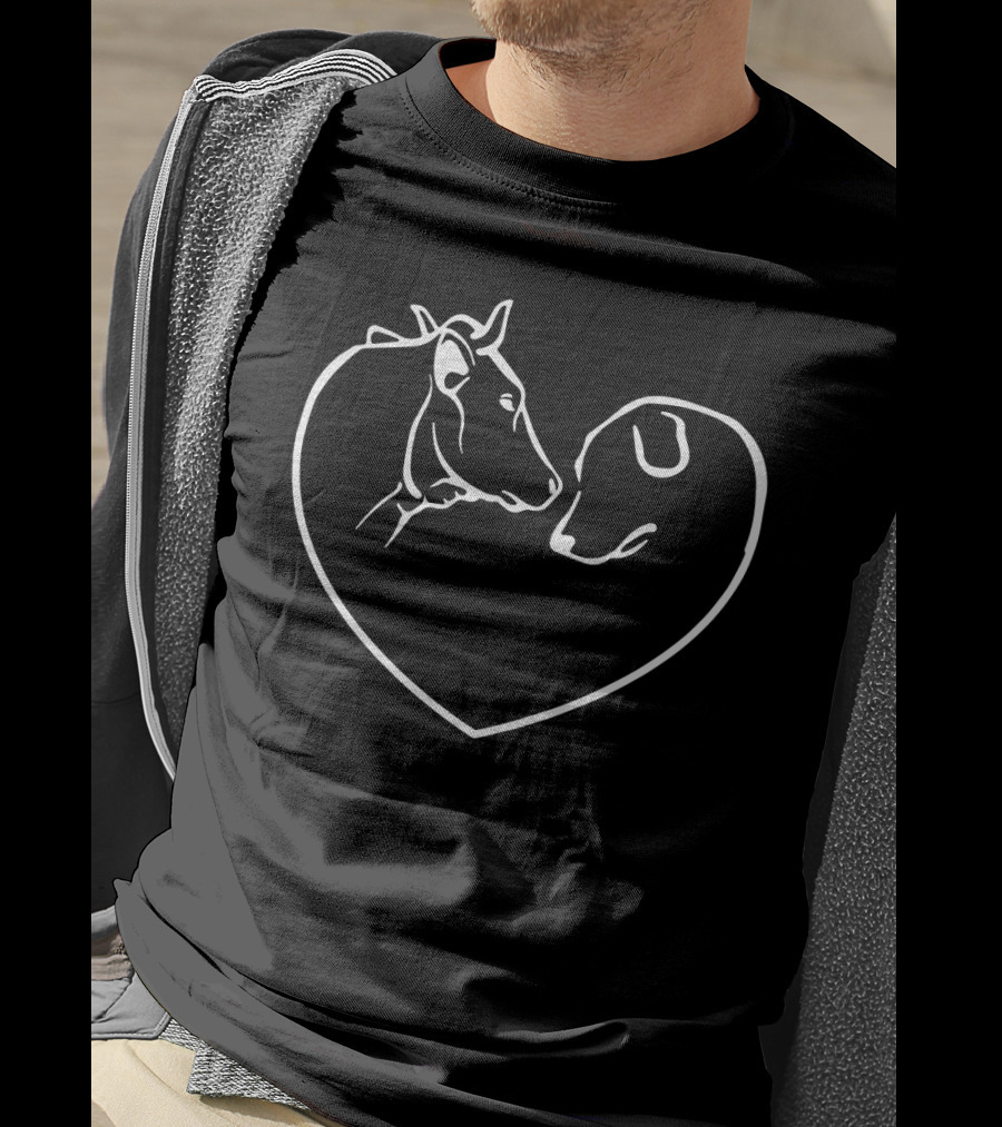 Heart-Shaped Cow And Dog Lovers T-Shirt