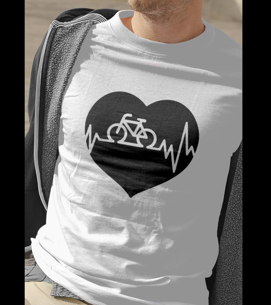 Bicycle Heartbeat Pulse Inside Heart T-Shirt
