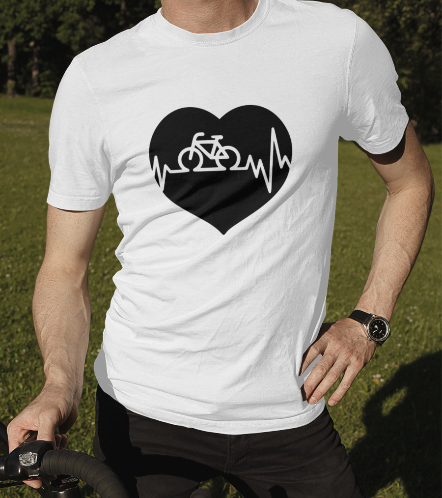 Bicycle Heartbeat Pulse Inside Heart T-Shirt