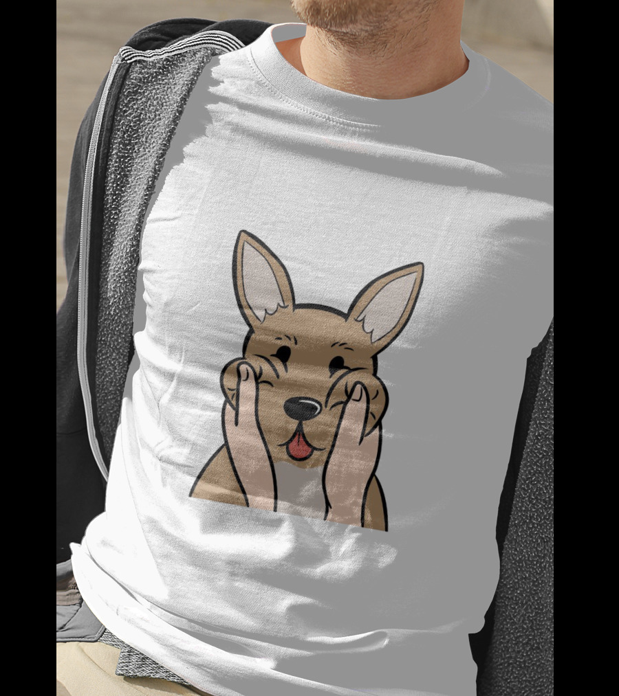 Chihuahua Chubby Cheeks Cute Face Squeezing Happy Expression T-Shirt
