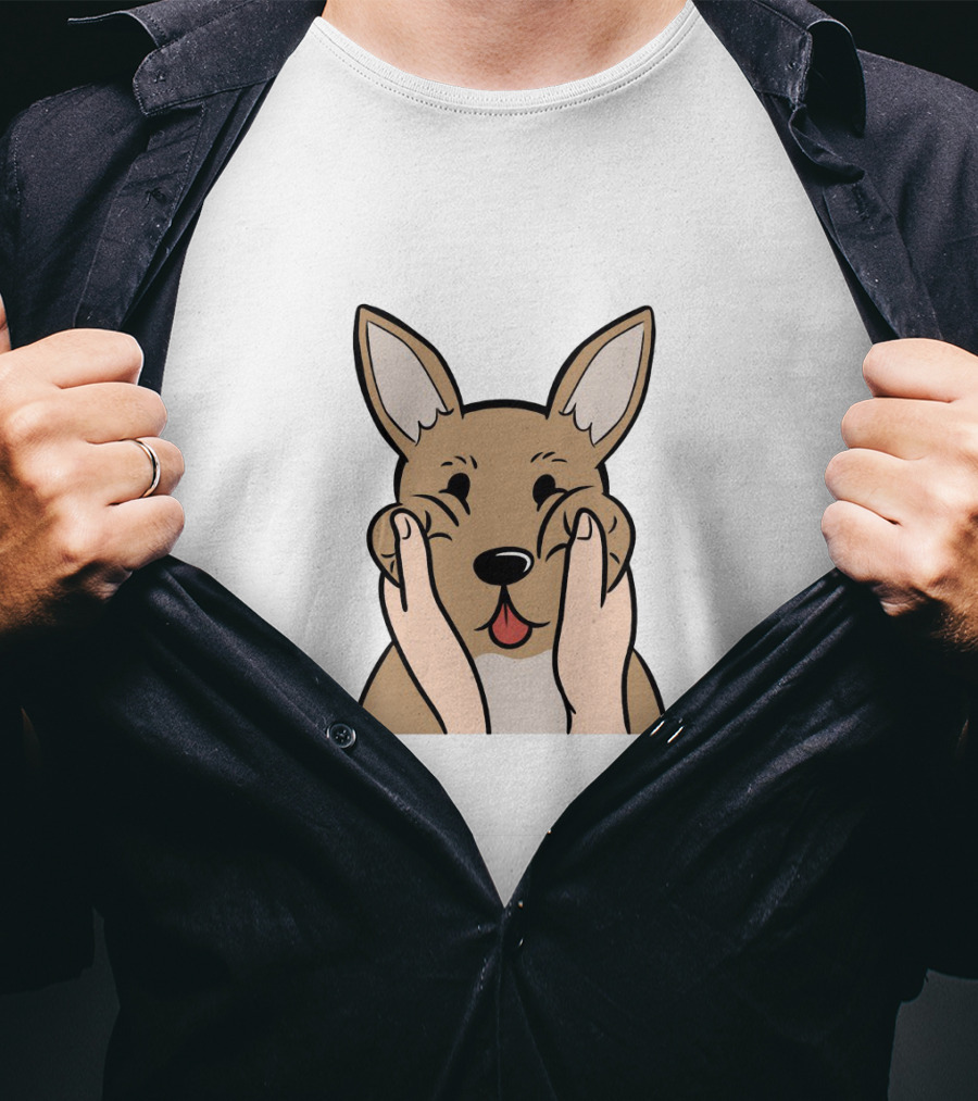 Chihuahua Chubby Cheeks Cute Face Squeezing Happy Expression T-Shirt