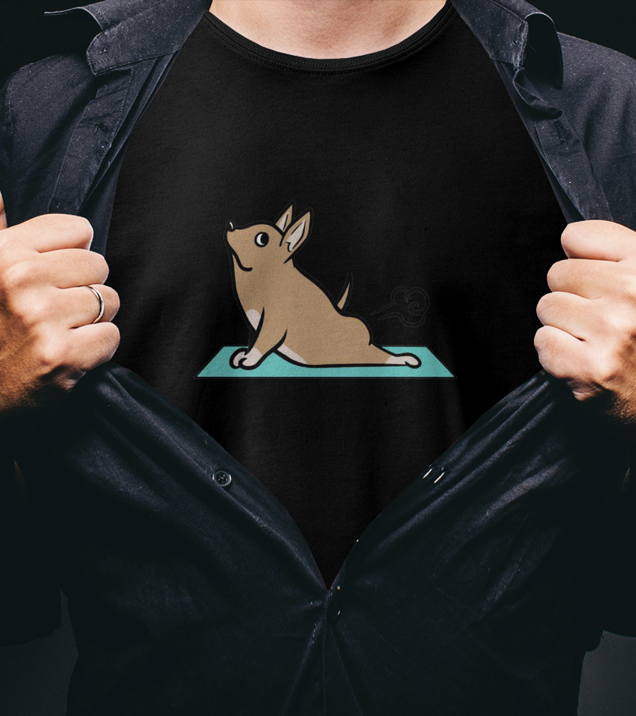 Chihuahua Yoga Pose With Fart Cloud On Mat T-Shirt