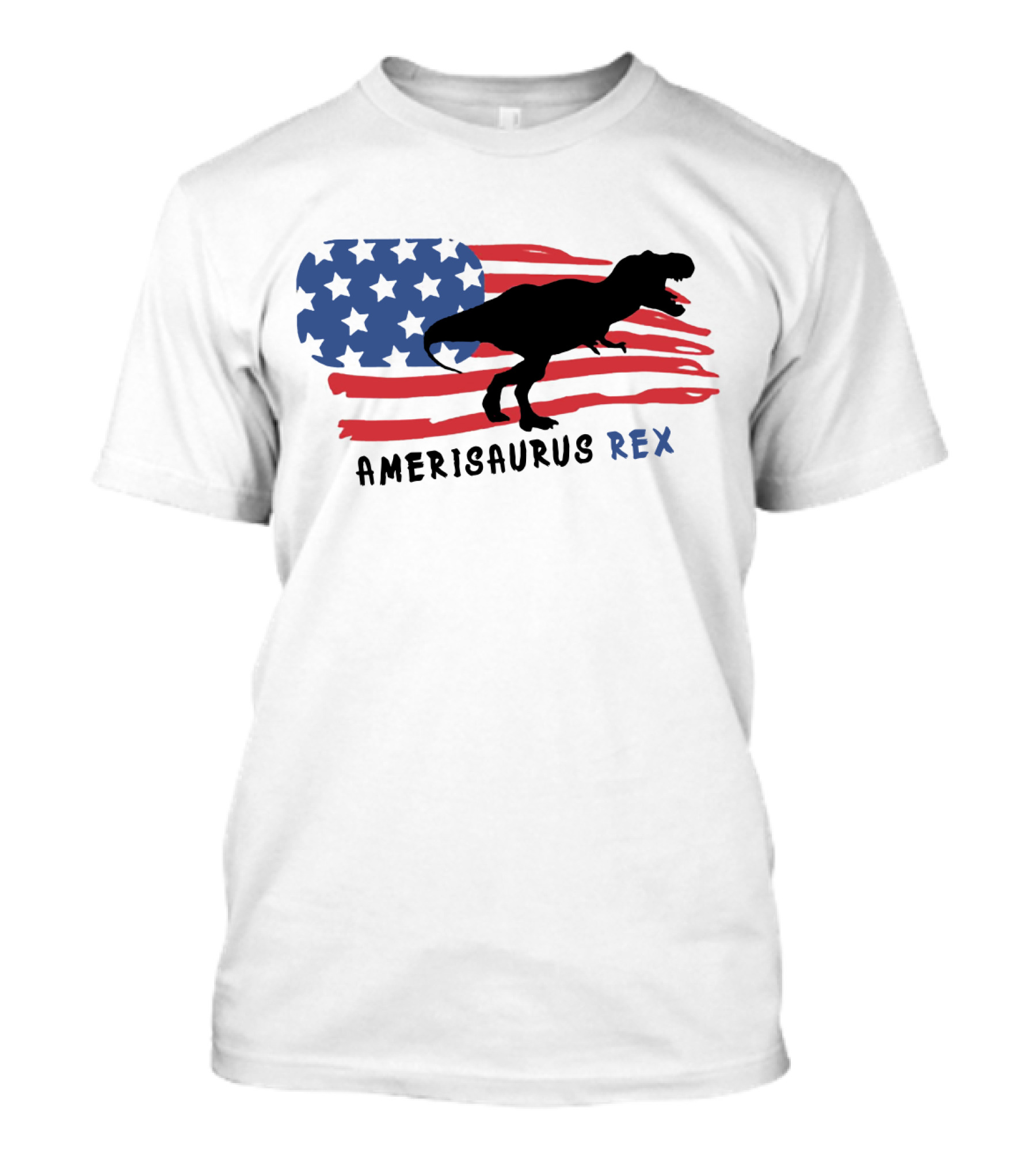 Amerisaurus Rex Dinosaur Silhouette With American Flag T-Shirt