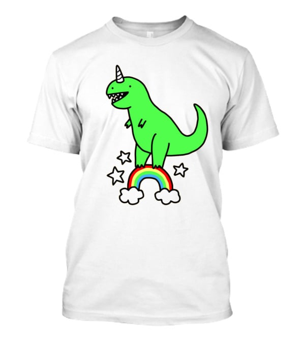 Unicorn Dinosaur With Stars And Rainbow T-Shirt