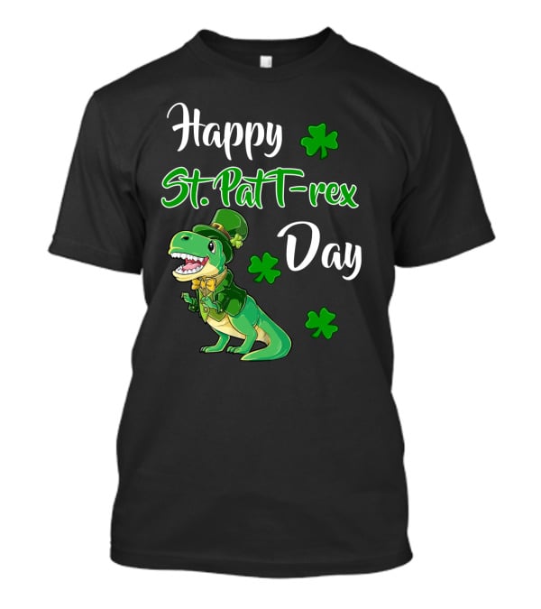 Happy St. Patrick's Day T-Rex Dinosaur With Shamrocks T-Shirt