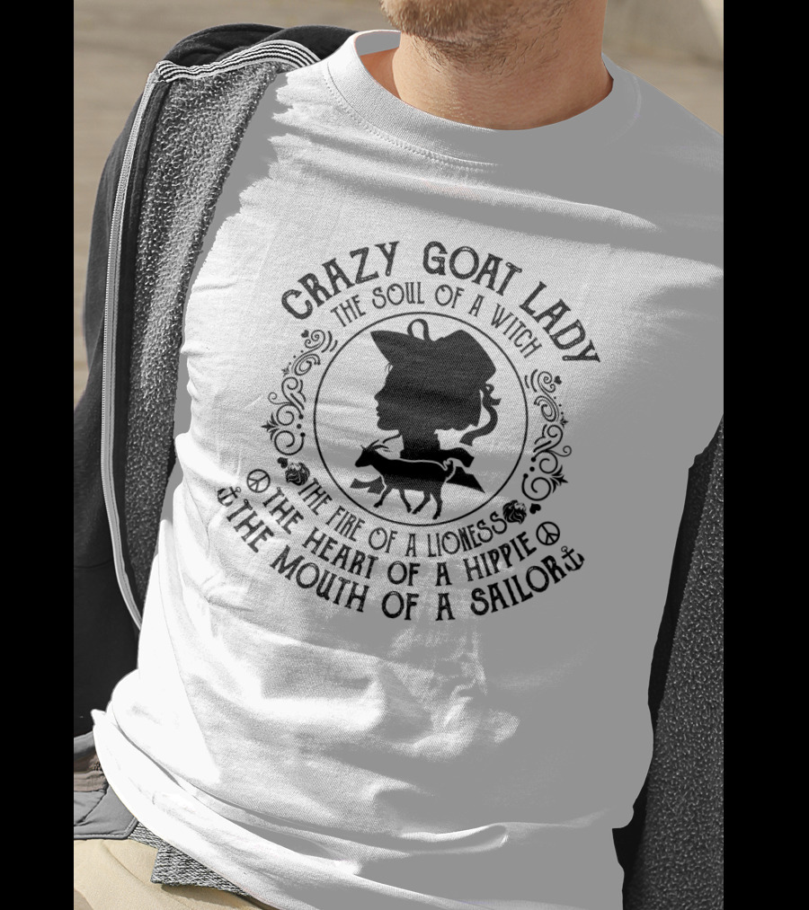 Crazy Goat Lady Soul Witch Fire Lioness Heart Hippie Mouth Sailor T-Shirt