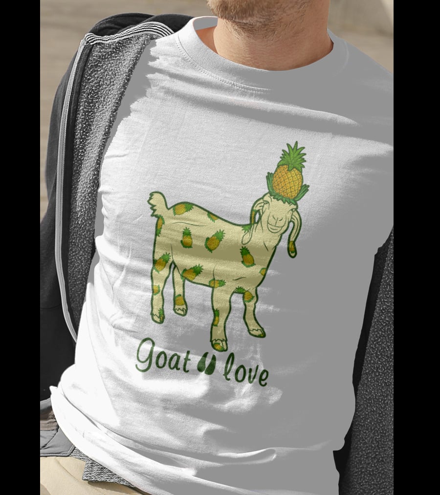 Goat With Pineapple Patterns And Text 'Goat Love' T-Shirt