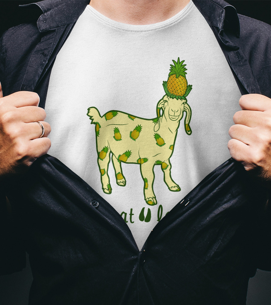 Goat With Pineapple Patterns And Text 'Goat Love' T-Shirt