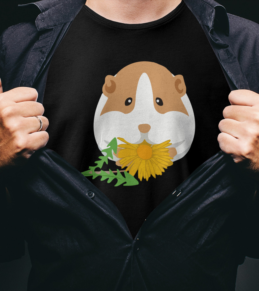 Guinea Pig With Dandelion And Green Leaves T-Shirt