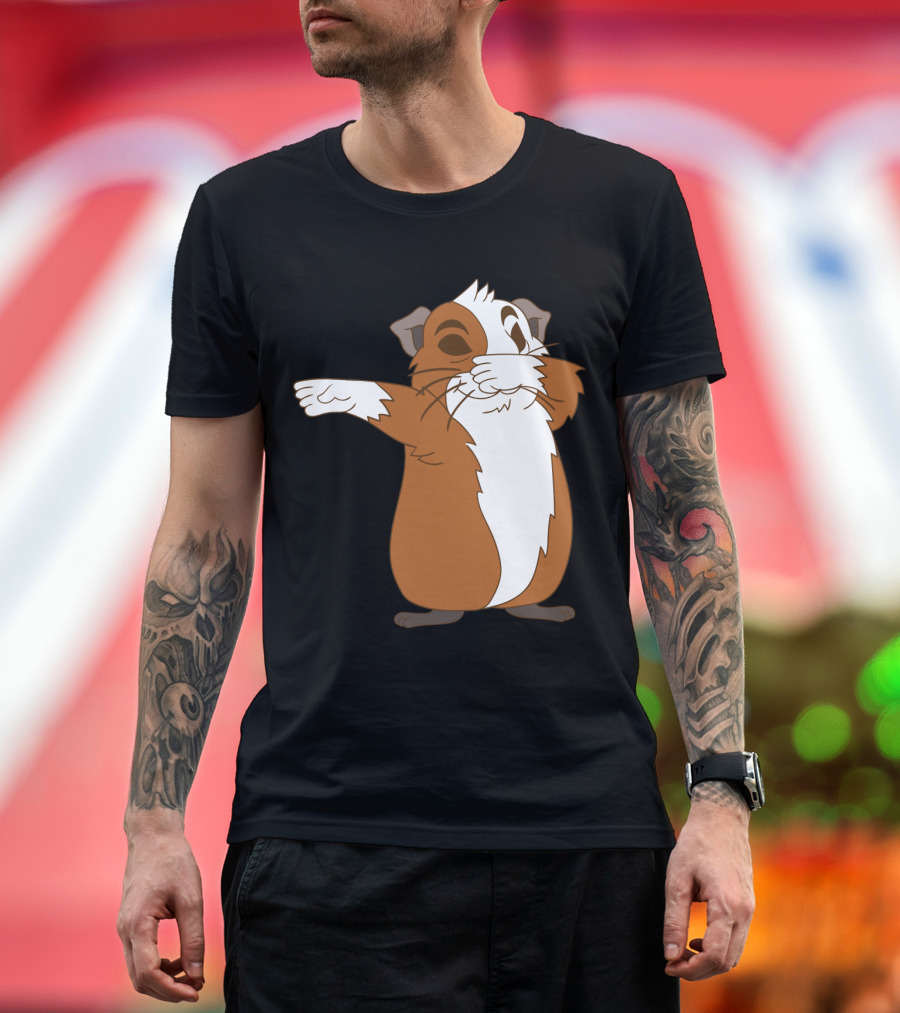 Guinea Pig Dabbing Pose Brown and White Animal Dance Move T-Shirt