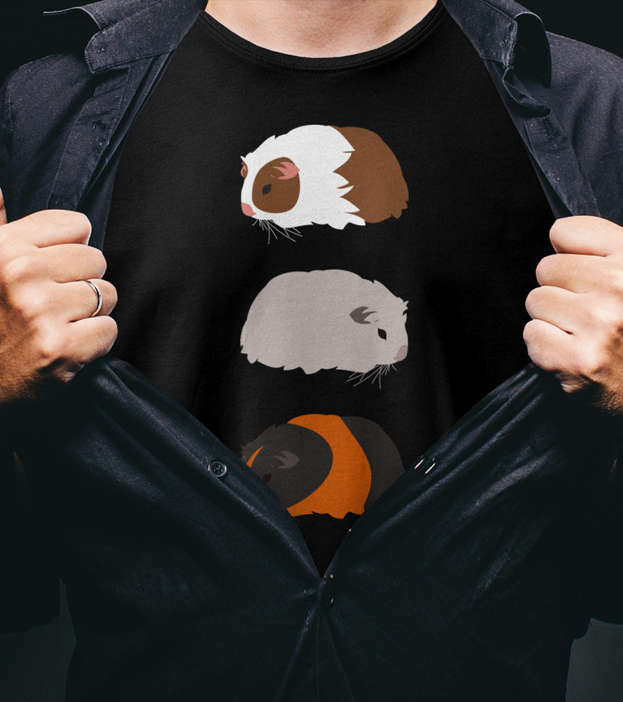 Guinea Pigs Trio Brown White Gray Colorful T-Shirt