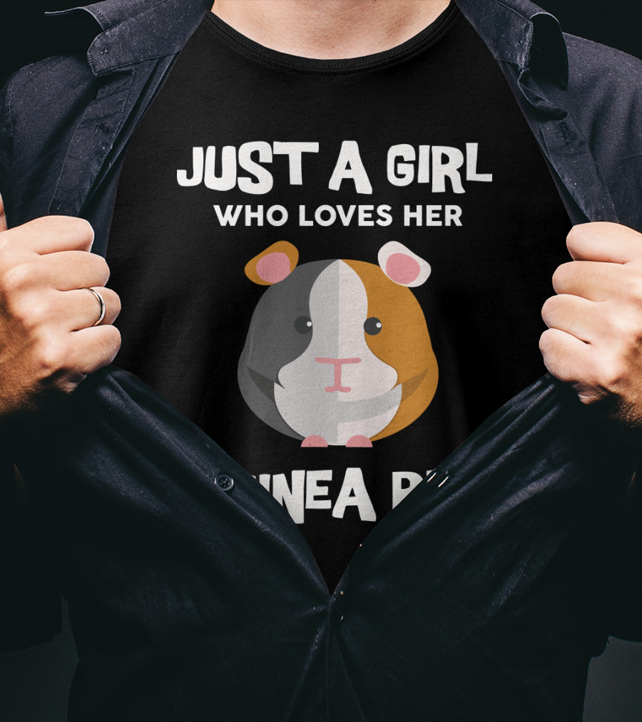 Passionate Girl Proudly Cherishes Her Adorable Guinea Pig T-Shirt