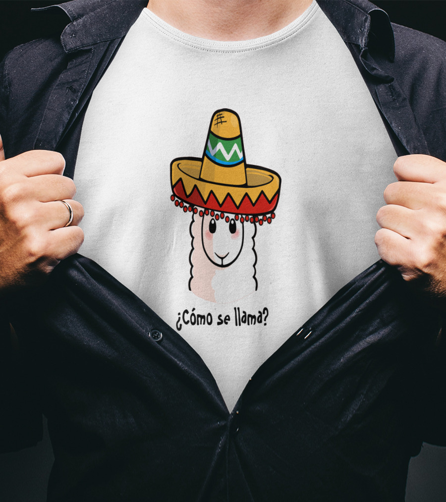 Cómo Se Llama Llama Lovers Sombrero Mexican Hat Fun T-Shirt