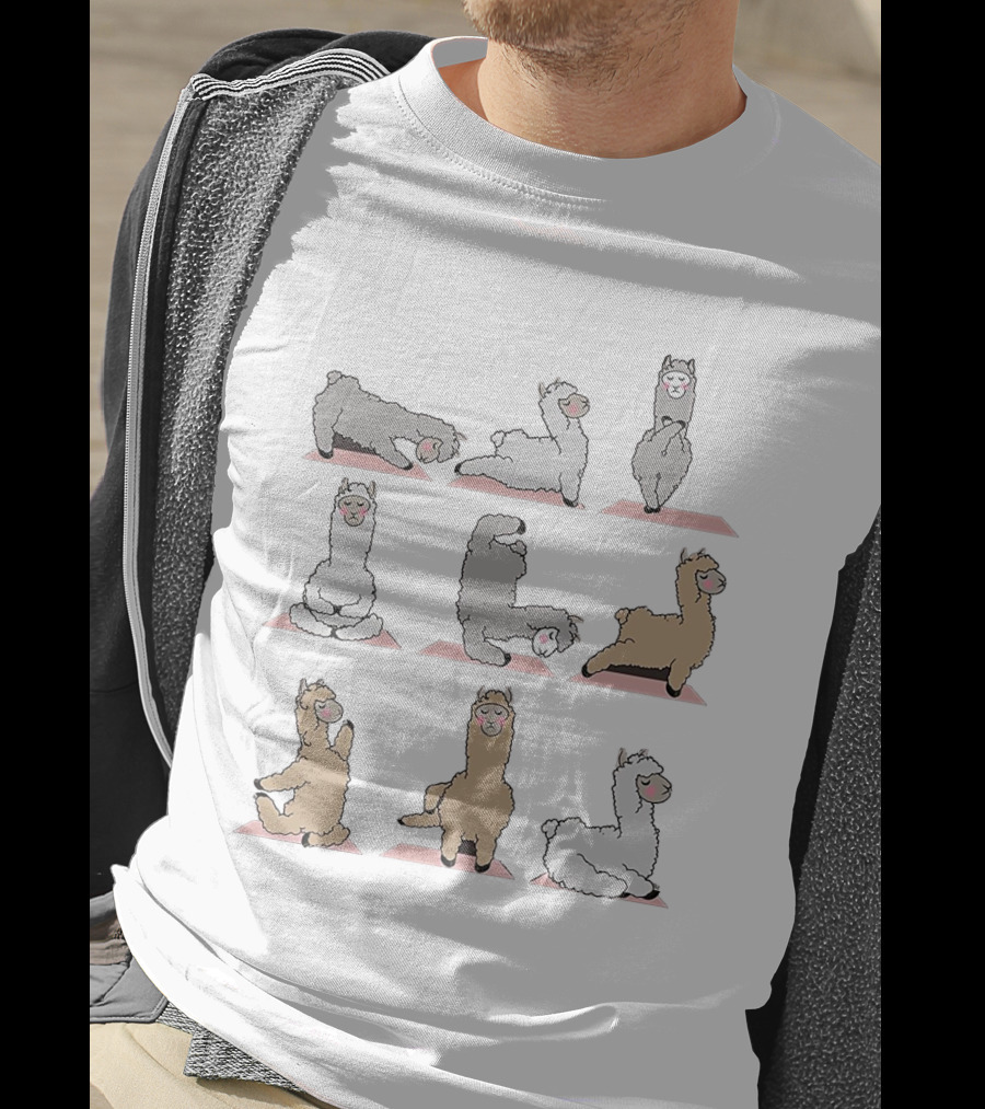Yoga Poses With Adorable Llamas T-Shirt