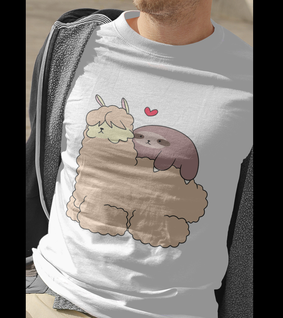 Sloth Loves Alpaca Heartwarming Cuddle Embrace With Cute Llama Vibes T-Shirt