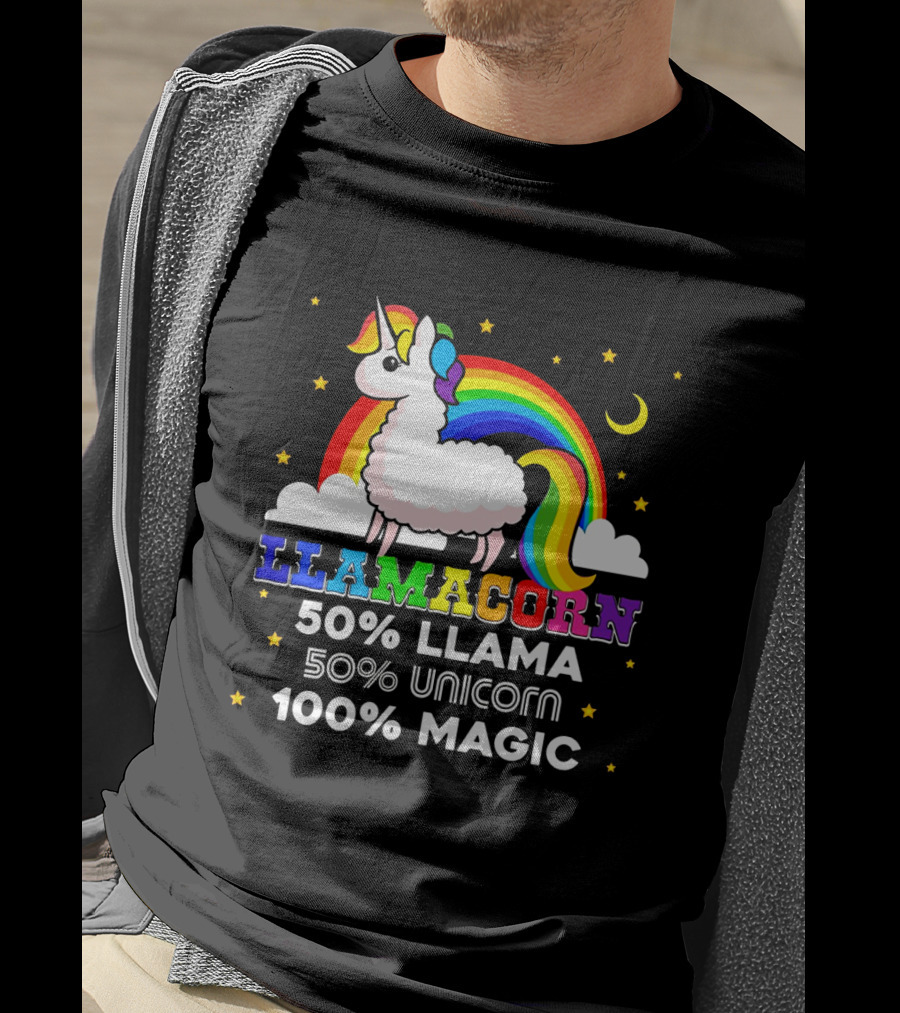 Llamacorn Rainbow Magic 50% Llama 50% Unicorn 100% Magic T-Shirt