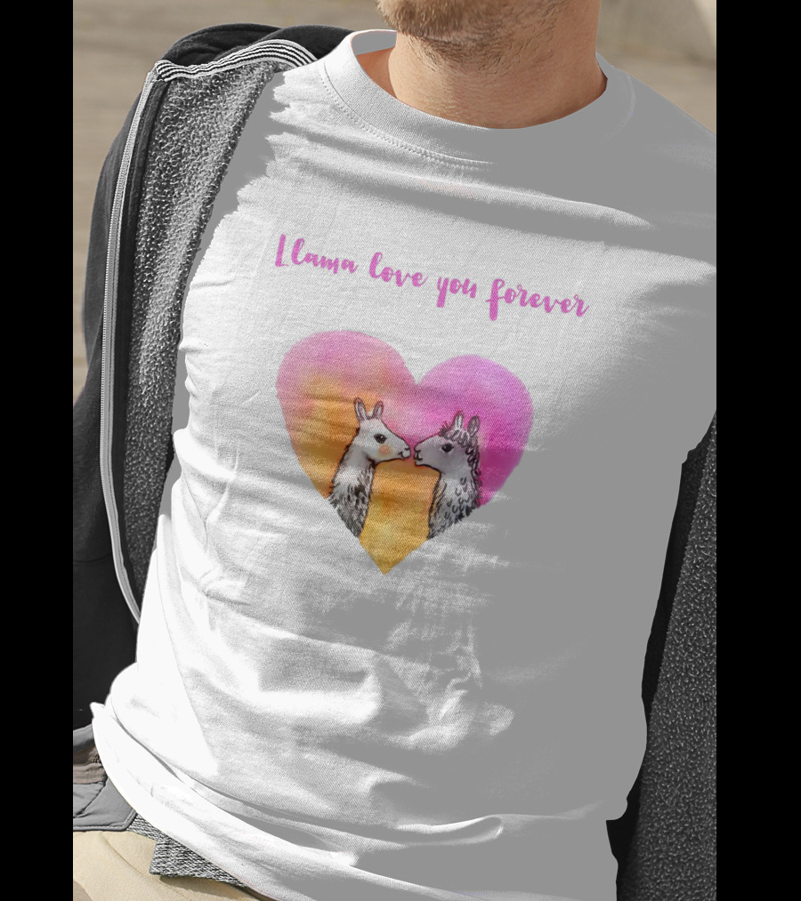 Llama Love You Forever Heart With Two Llamas T-Shirt