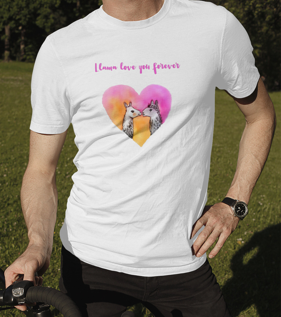 Llama Love You Forever Heart With Two Llamas T-Shirt