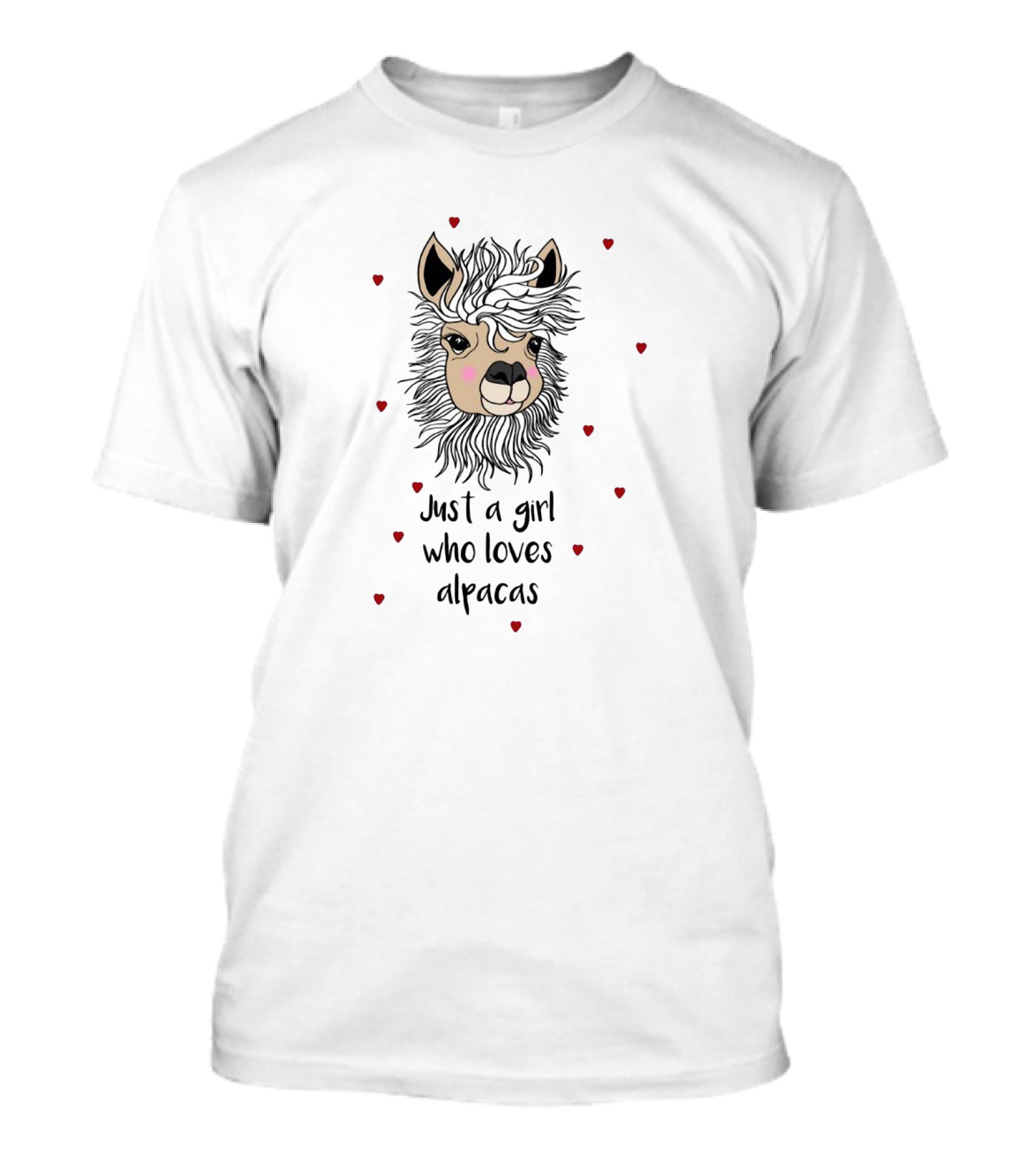 Just A Girl Who Loves Alpacas Surrounded By Hearts T-Shirt