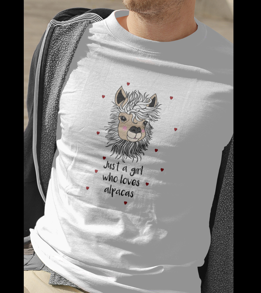 Just A Girl Who Loves Alpacas Surrounded By Hearts T-Shirt