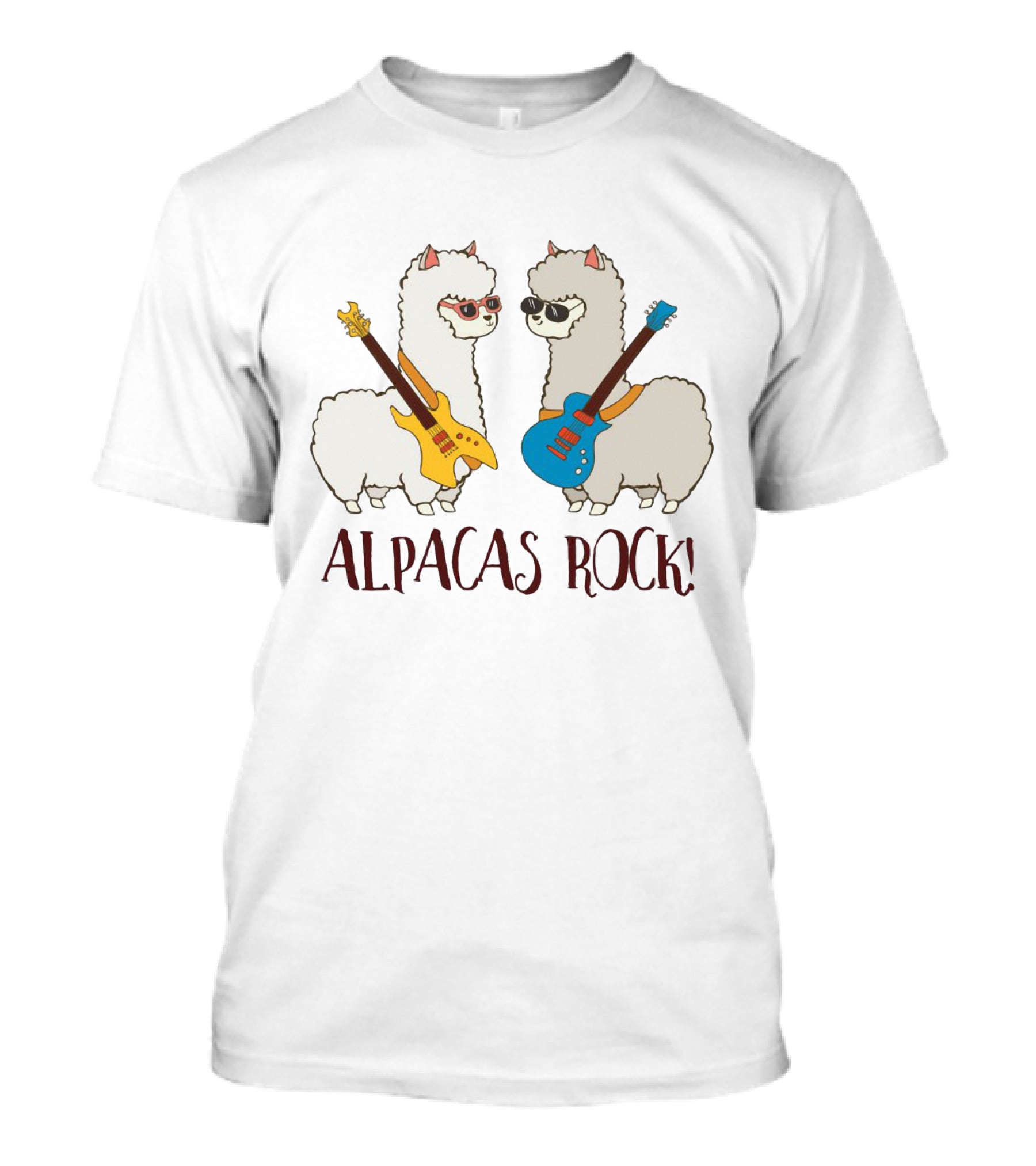 Alpacas Rock Funny Love With Cute Guitar-Playing Alpacas T-Shirt
