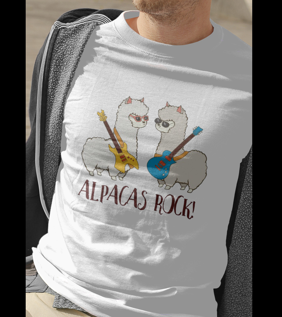 Alpacas Rock Funny Love With Cute Guitar-Playing Alpacas T-Shirt