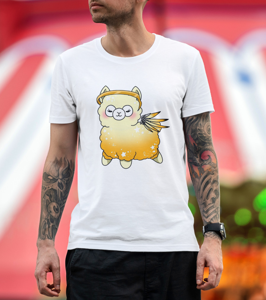 Alpaca Mercy Angelic Winged Halo Fantasy Character T-Shirt