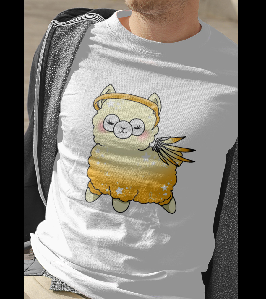 Alpaca Mercy Angelic Winged Halo Fantasy Character T-Shirt