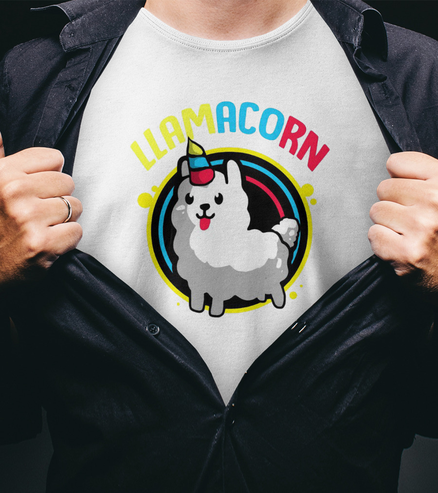 Llamacorn Charming Cute Alpaca With Rainbow Horn T-Shirt