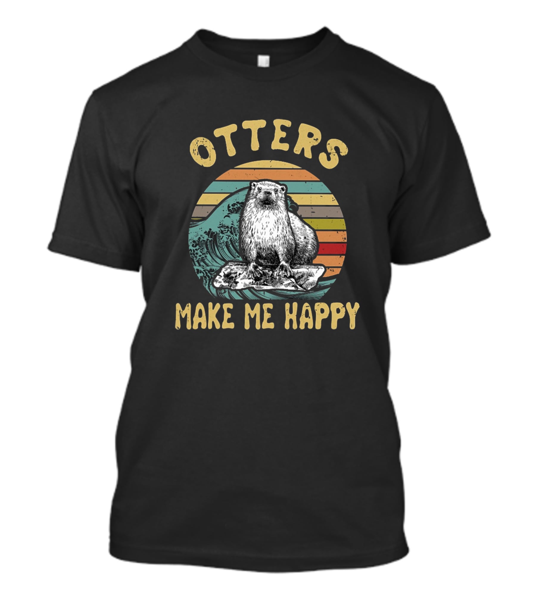 Otters Make Me Happy Vintage Wave T-Shirt