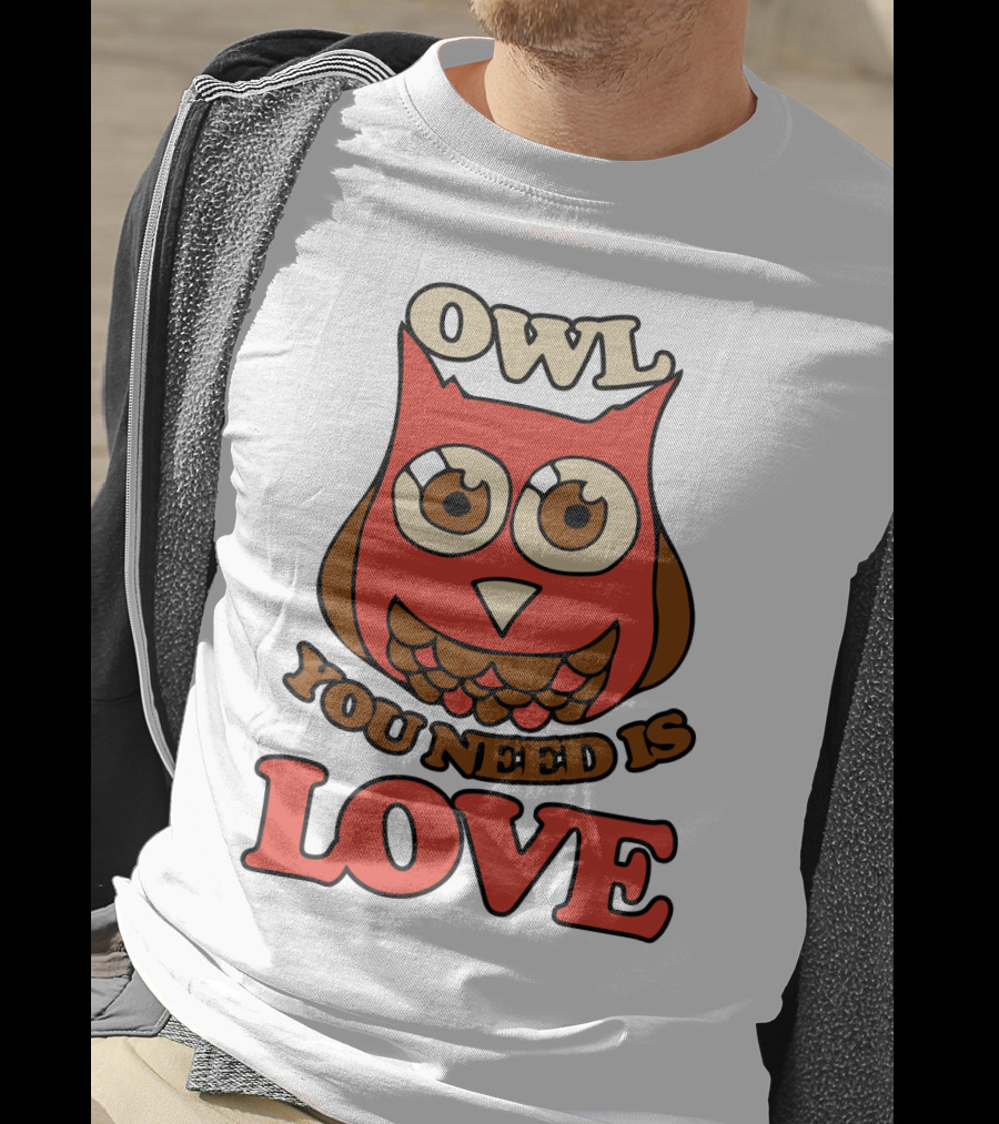 Owl You Need Is Love Retro Owl Design With Bold Love Text T-Shirt